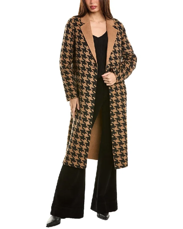 Elie Tahari Houndstooth Wool-Blend Coat