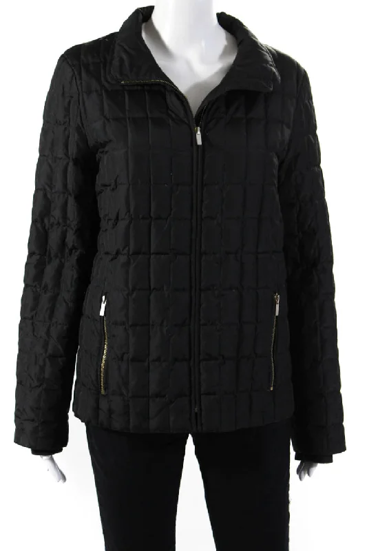 J Crew Womens Black Mock Neck Full Zip Long Sleeve Puffer Coat Jacket