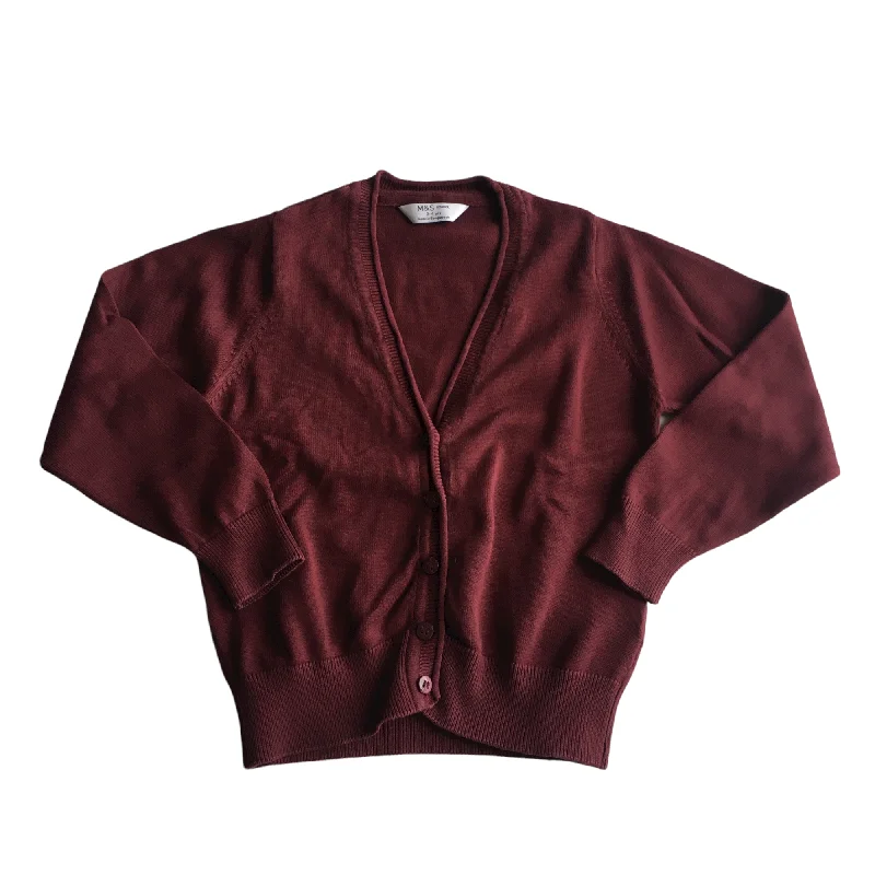 Burgundy School V-neck Cardigan