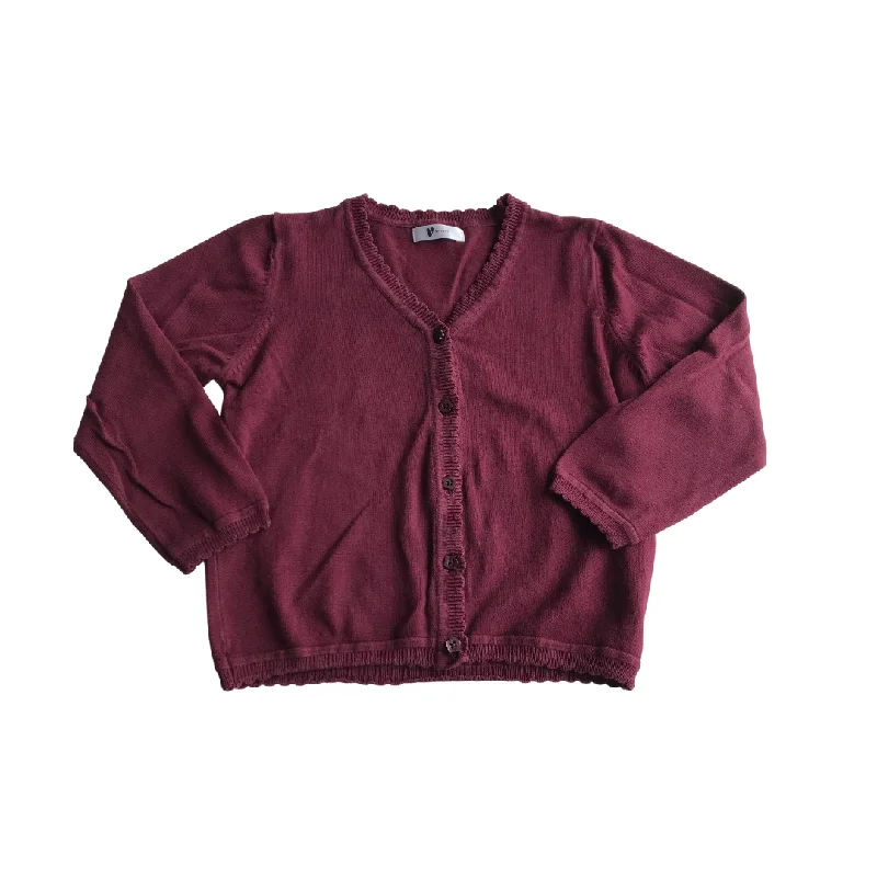 Burgundy School Scalloped Cardigan