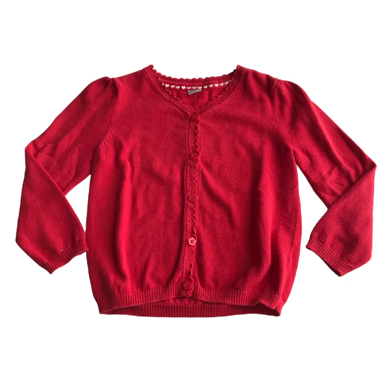 Red School Scalloped Cardigan