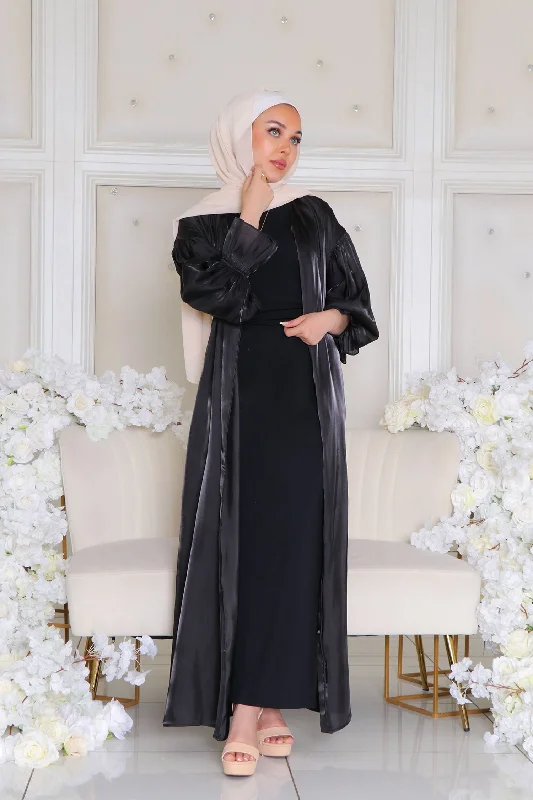 Darya Organza Balloon Sleeve Abaya- Black