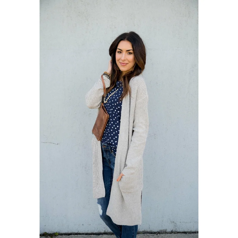 Lightweight Side Slit Tunic Cardigan