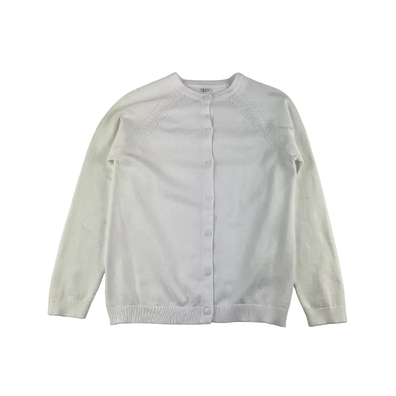 Very Cardigan Age 9 White Plain Button Up