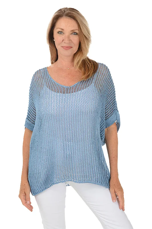 Open Knit Short Sleeve Sweater