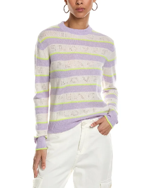 Brodie Cashmere Love & Peace Pointelle Cashmere Sweater