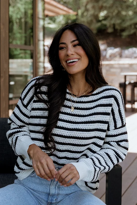 Valeria Knit Sweater | Black + Ivory