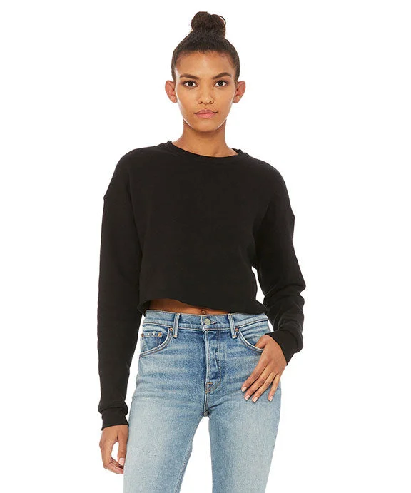 B7503 - Bella + Canvas Ladies Cropped Fleece Crewneck Sweatshirt | Black