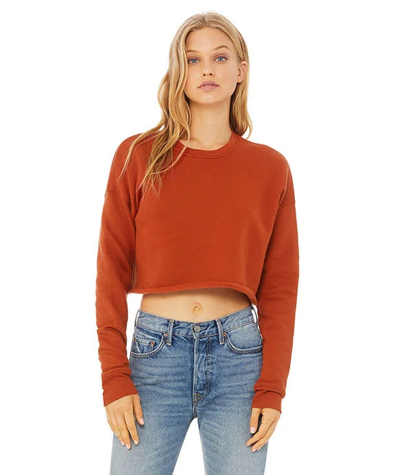 B7503 - Bella + Canvas Ladies Cropped Fleece Crewneck Sweatshirt | Brick