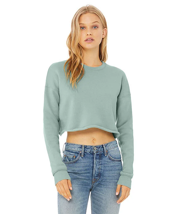 B7503 - Bella + Canvas Ladies Cropped Fleece Crewneck Sweatshirt | Dusty Blue