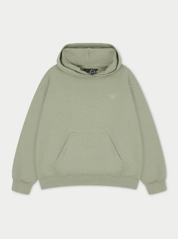 OUTLINE EMBLEM RELAXED HOODIE - SAGE