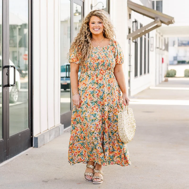 Flowers From The Garden Dress, Peach