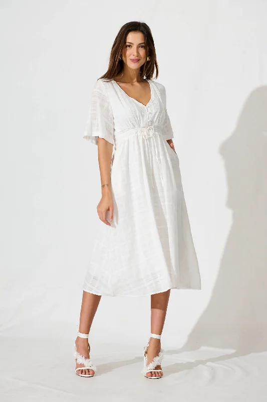 Kersey Midi Dress In White Cotton