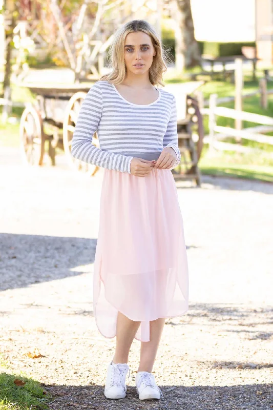 Siri Long Sleeve Midi Dress  Pink