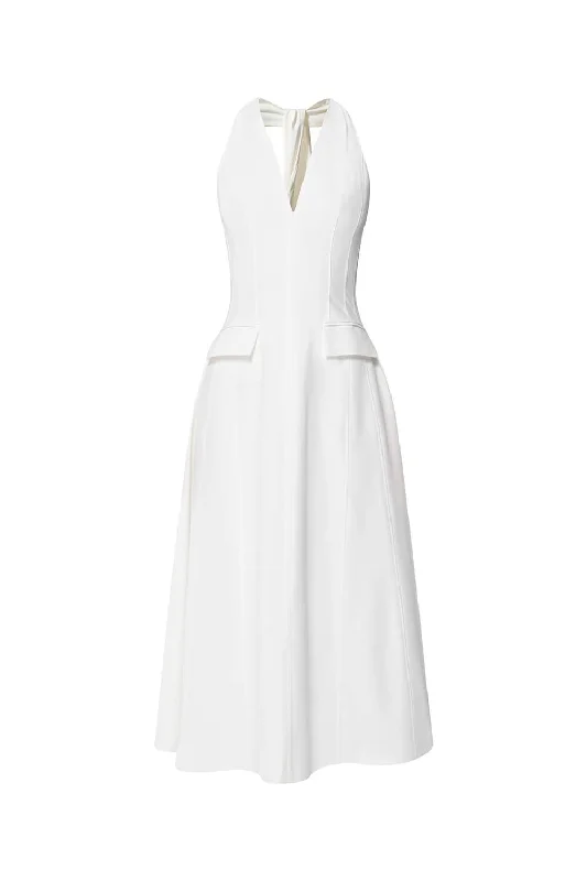 Tide Halter Sleeveless Cotton Midi Dress