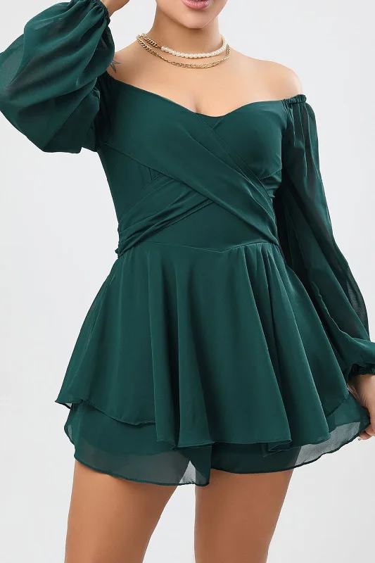 Solid Cross V-Neck Mini Dress