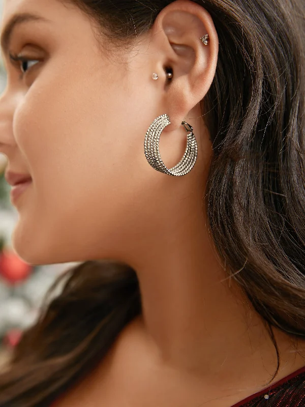 925 Silver Multi-Layered Hoop Earrings