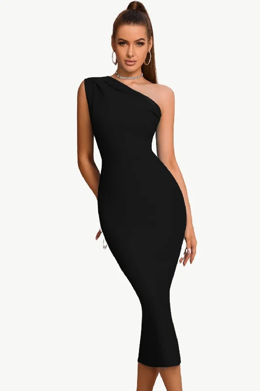 Bodycon One Shoulder Black Party Dress