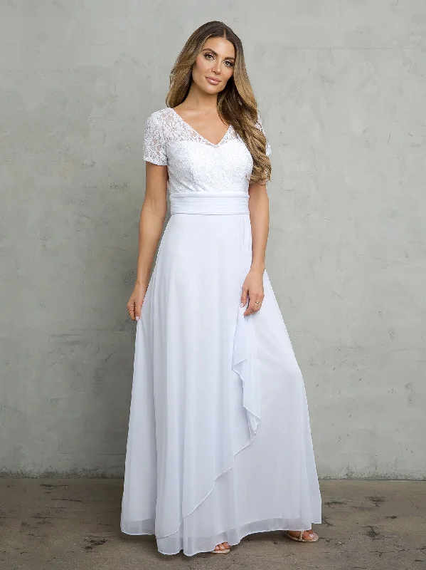 Eva Fashion 3486 A Line Lace Simple Long Wedding Dress