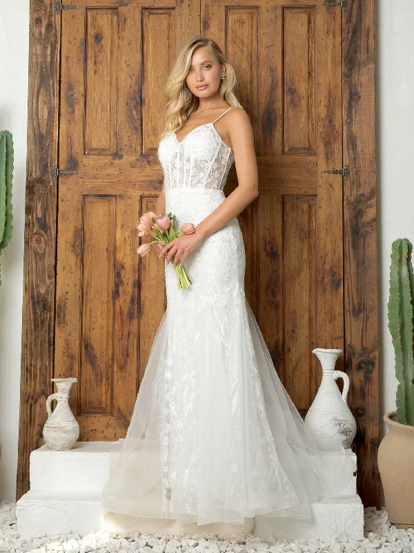 Eva Fashion 5251 Simple Long Mermaid Lace Wedding Dress