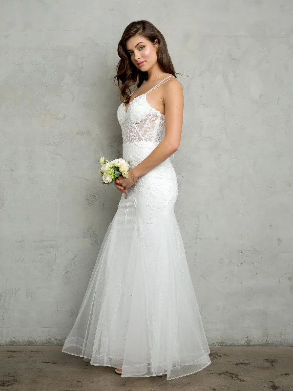 Eva Fashion 5257 Long Beaded Sequin Wedding Dress