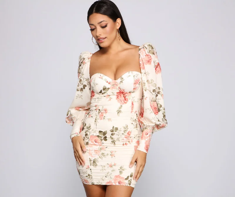 Floral Bloom Chiffon Mini Dress