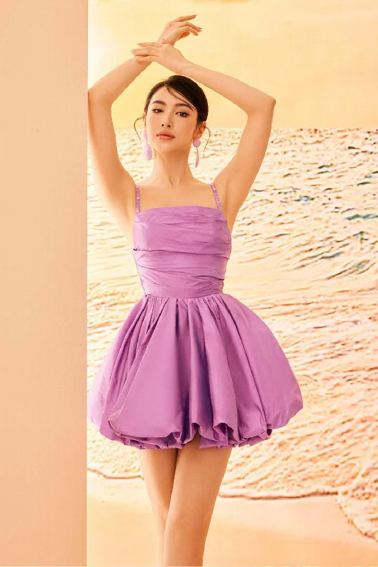 Keyla Bubble/Balloon Strappy Taffeta Silk Mini Dress