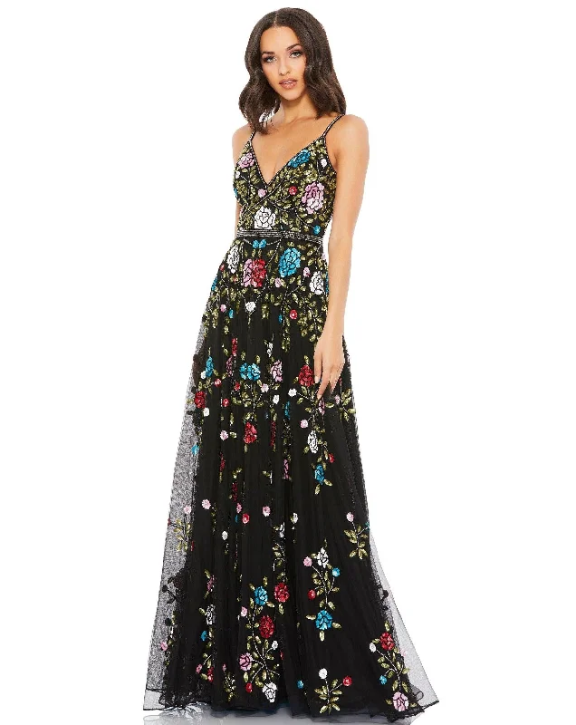 Mac Duggal 5400 Long Formal Floral Prom Dress