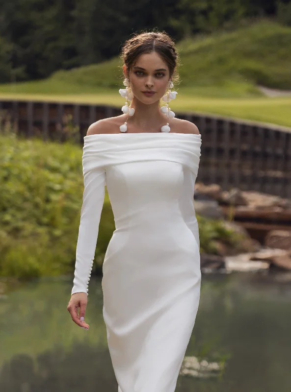 Minimalist Elegant Off-the-Shoulder White Dress