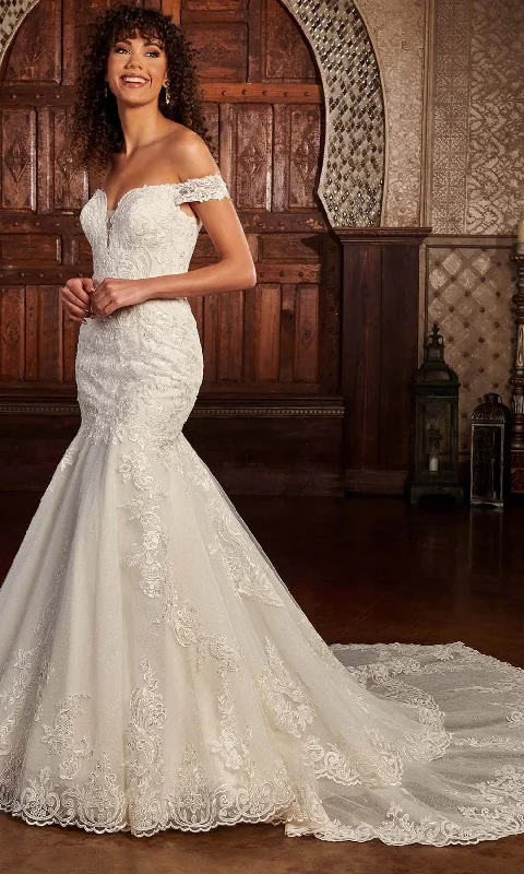 Rachel Allan RB3167 - Off-Shoulder Lace Applique Bridal Gown