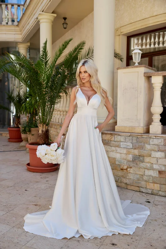 Tina Holly BA269W Long A Line Simple Wedding Dress