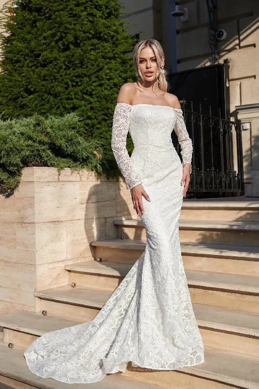 Tina Holly BB007 Bridal Lace Long Sleeve Mermaid Wedding Dress