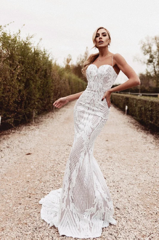 Tina Holly BB050 Long Mermaid Sequin Fitted Wedding Dress