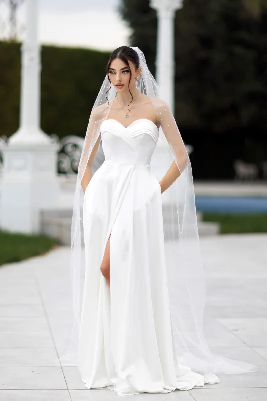 Tina Holly TW105 Simple Long A Line Ball Gown Wedding Dress